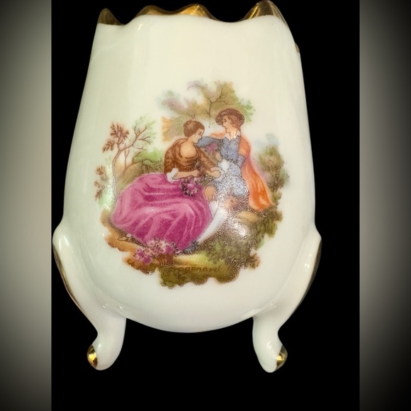 Vintage Limoges Fragonard Miniature Porcelain Egg Vase Courting Couple - Picture 11 of 14